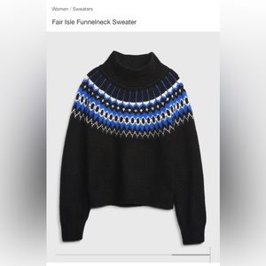 Gap Fair Isle Funnelneck Sweater L NWT